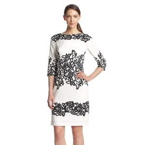 Adriana Papell Floral Midi Long Sleeve Dress